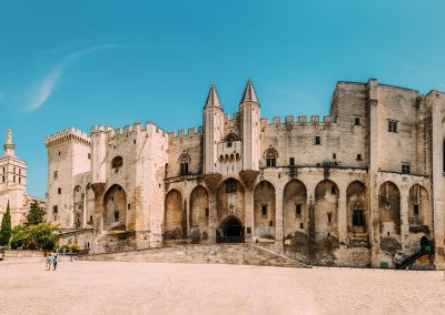 Saint-Benezet, Avignon, Provence, France. Panorama of Ancient Popes Palace, Saint-Benezet, Avignon, Provence, France. Famous landmark.
